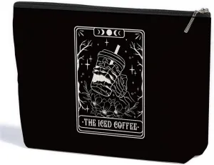 Skeleton Skull Tarot Cards Goth Gifts Funny Coffee Lover Makeup Bag, Goth Accessories Spooky Gifts Gothic Cosmetic Bag, Halloween Party Favors Witchy Gifts for Women, Toiletry Bag for Christmas