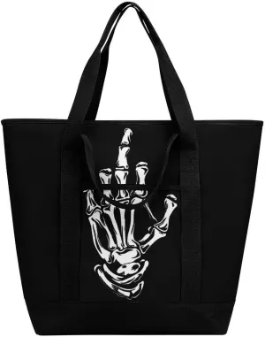 Skull Middle Finger Shopping Bags Insulated Lunch Bag Shoulder Grocery Bags for Work Travel Beach