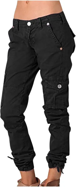 Slim Fit Cargo Pants for Women Casual High Waist Work Long Pant High Waist Straight Outdoor Hiking Pant Trousers