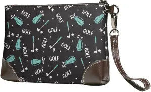 Small Clutch Purses for Women - Golf Bags And Balls Leather Wristlet Wallets for Women with Wrist Strap