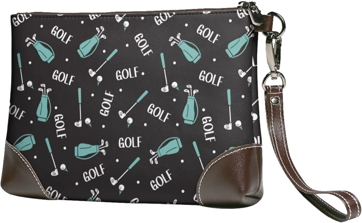 Small Clutch Purses for Women - Golf Bags And Balls Leather Wristlet Wallets for Women with Wrist Strap