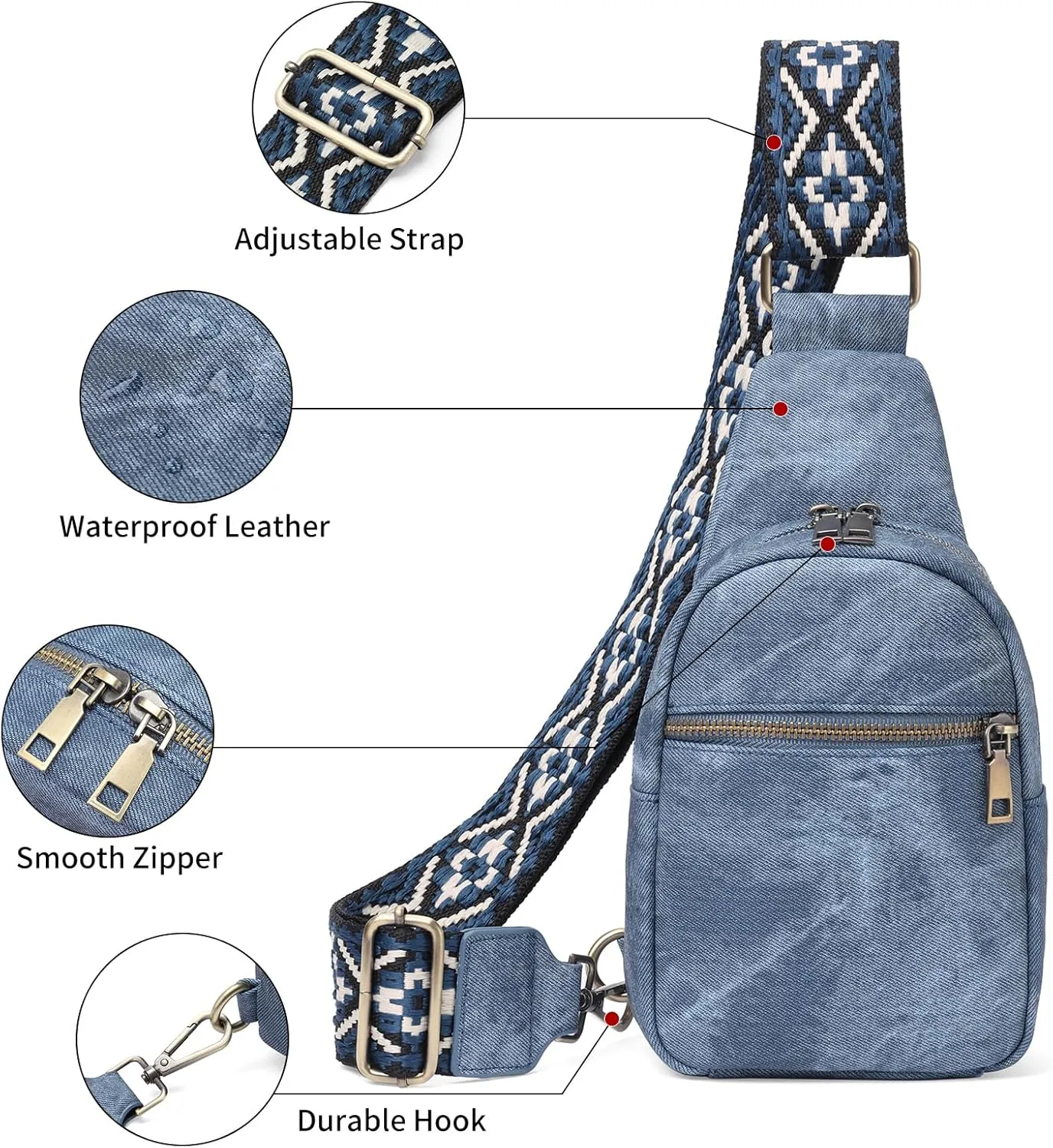 Small Sling Bag Crossbody Bags for Women Trendy Fanny Packs Crossbody Purse Leather Chest Bag for Travel Work Shopping
