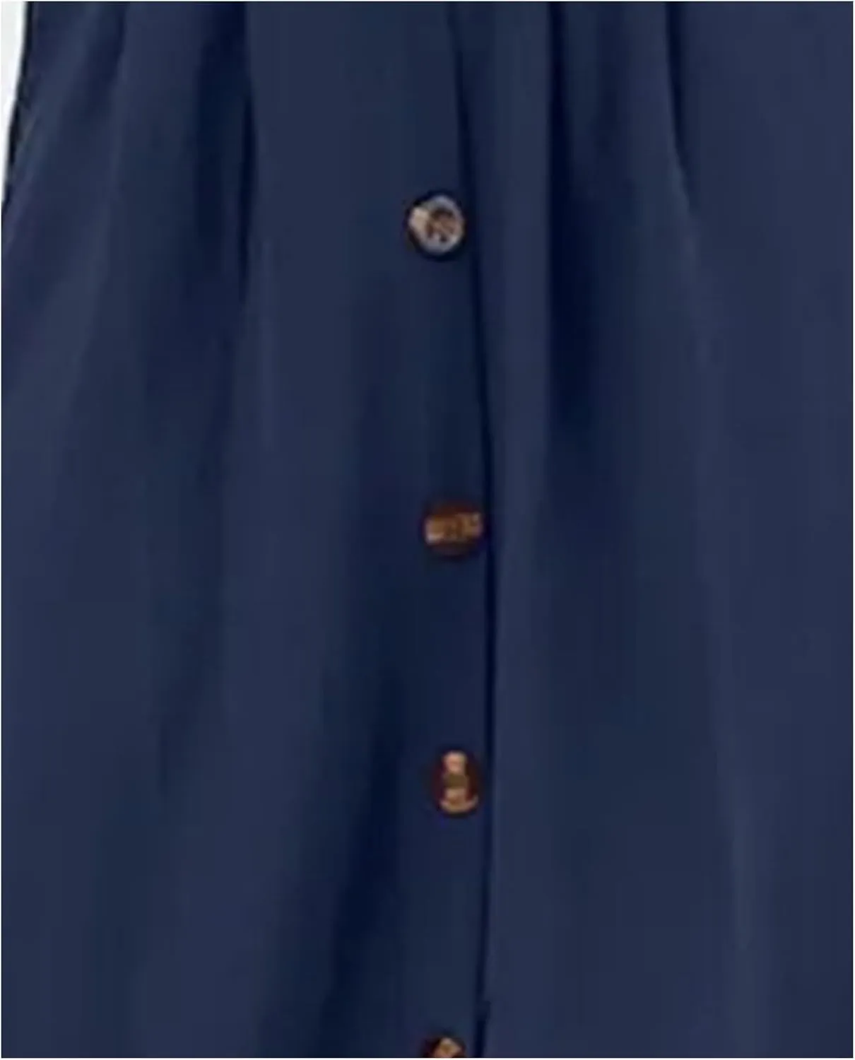 SOMTHRON Women's A Line Midi Skirt Casual High Elastic Waist Front Button Flared Solid Color Pleated Skirt with Pockets