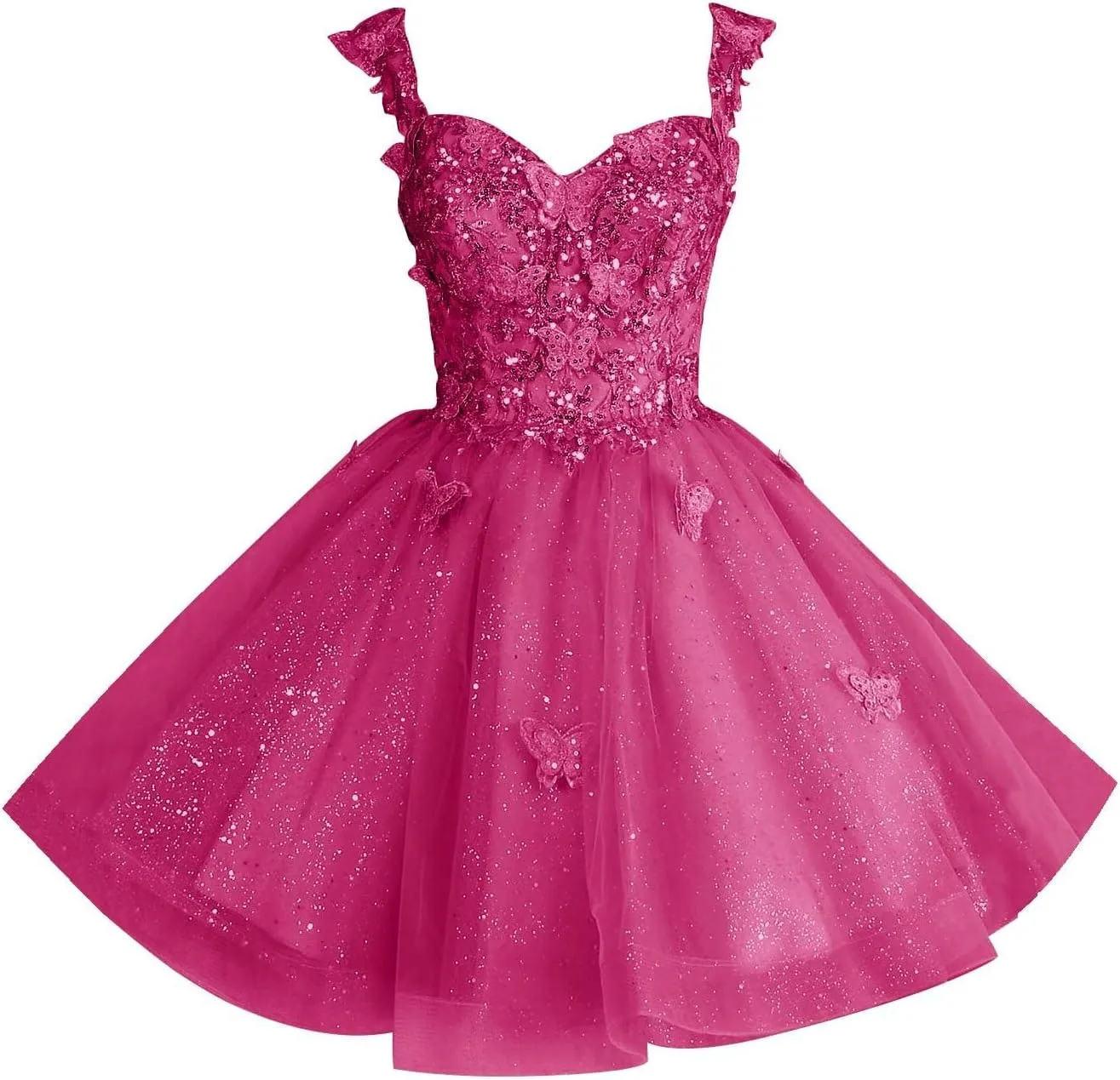 Sparkly Homecoming Dress Lace Appliques Short Prom Dress for Evening Party 3D Butterfly Cocktail Dress RA06