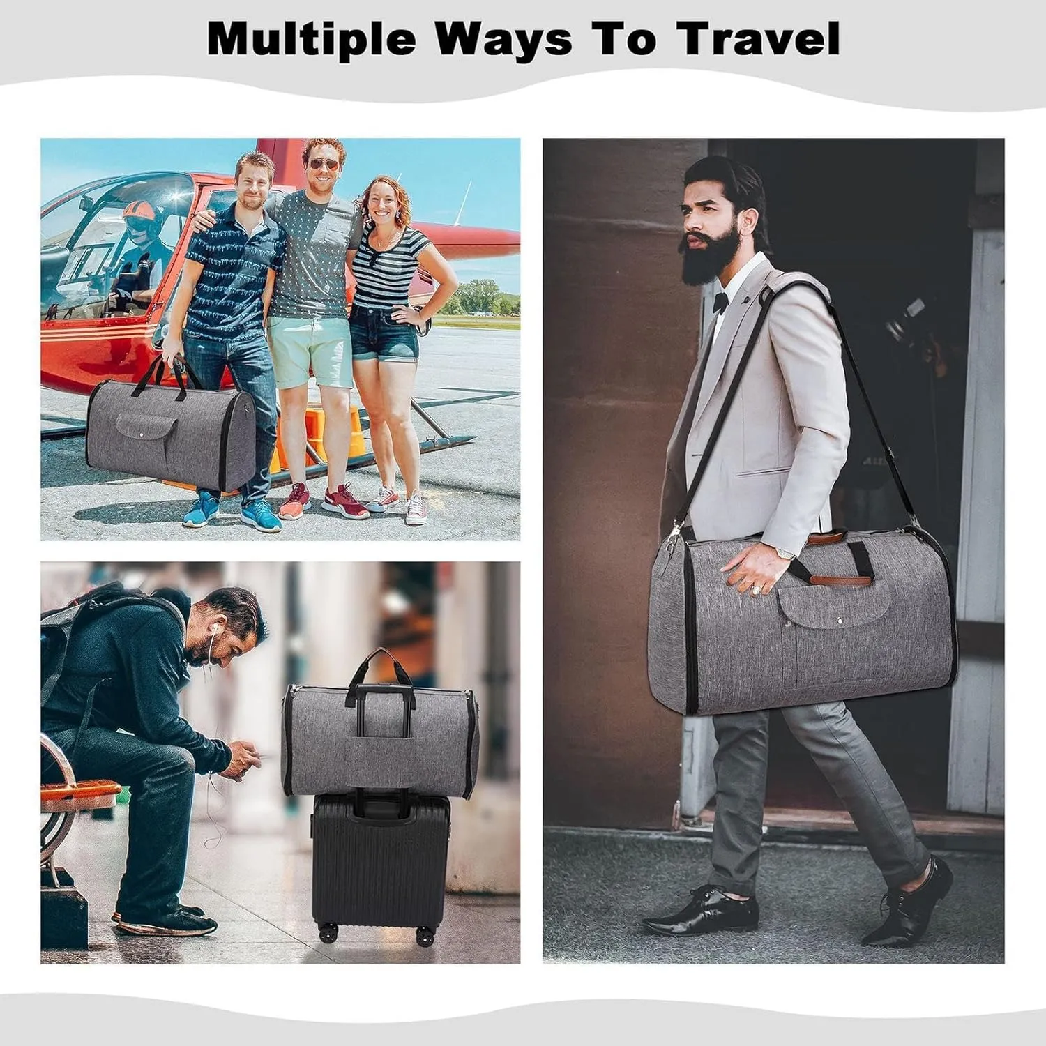 Storage Bags, Garment Duffle Bags, Carry On Garment Bag, 2 In 1 Travel Duffel Bag, Waterproof Travel Suit Bag, Convertible Garment Bag With Shoulder Strap, Travel Garment Bag For Men Women