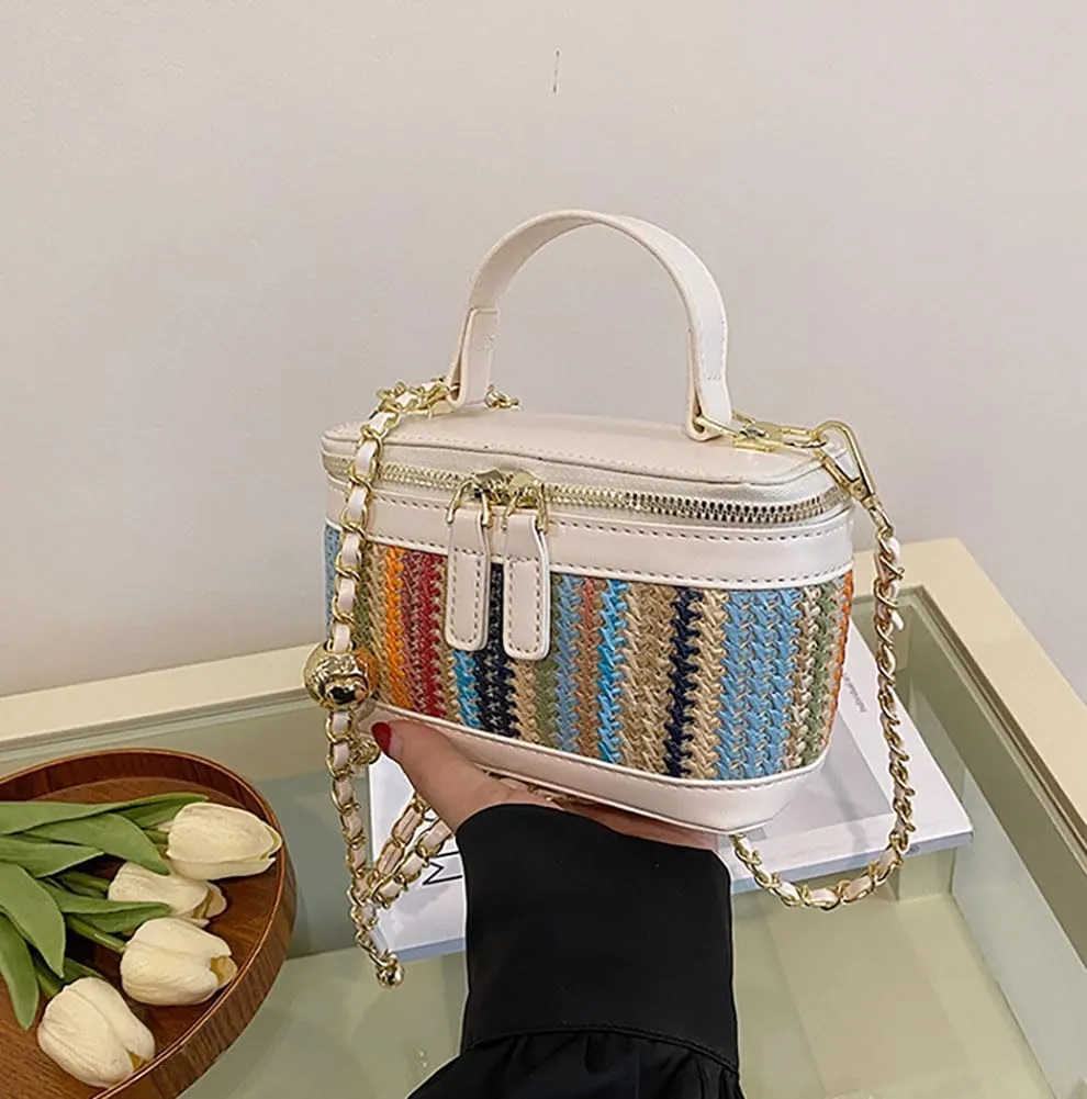 Straw Beach Bags For Women Rattan Purses Summer Straw Bucket Shoulder Bag Womens Crossbody Purse Clutch Handbag 2025
