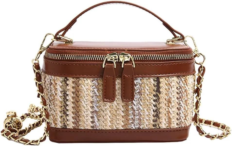Straw Beach Bags For Women Rattan Purses Summer Straw Bucket Shoulder Bag Womens Crossbody Purse Clutch Handbag 2025