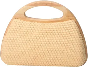Straw Clutch Bag Beach Bags For Women Rattan Purses Handbags Evening Bag Summer Straw Crossbody Bag Purse Wooden Top-Handle