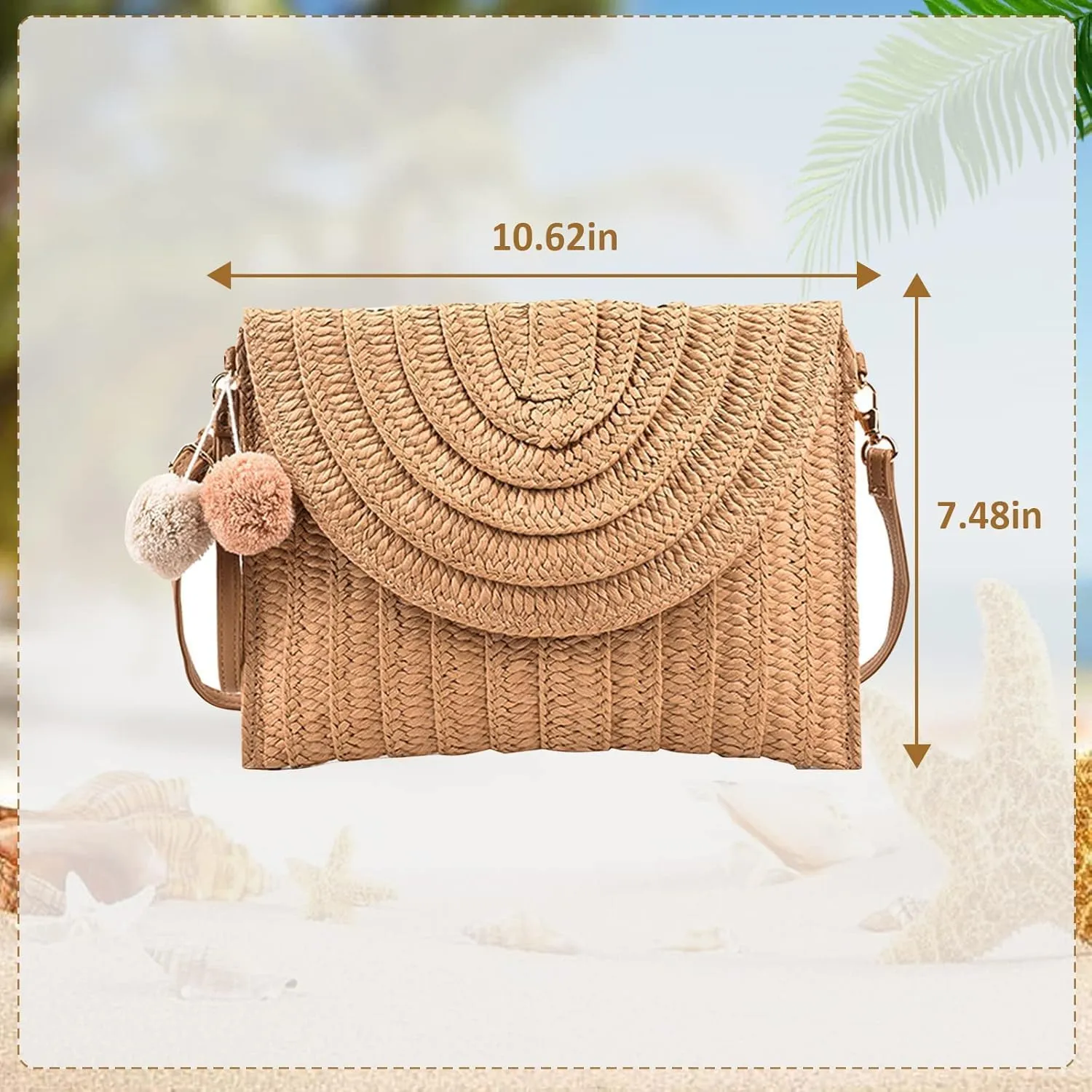 Straw Shoulder Bag Woven Tote Crossbody Clutch Handmade Rattan Bag Beach Handbag Purse Bags with Tassel for Women