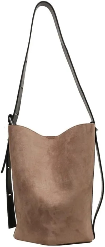 Suede Hobo Bags, Vegan Leather Shoulder Bag for Women Bucket Tote Fashion Designer Purse Handbag