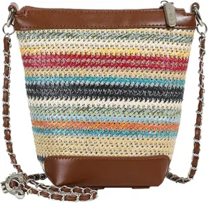 Summer Straw Beach Bags For Women Straw Bucket Bag Rattan Purses Woven Raffia Bag Crossbody Handbag Cute Purse Shoulder Bag