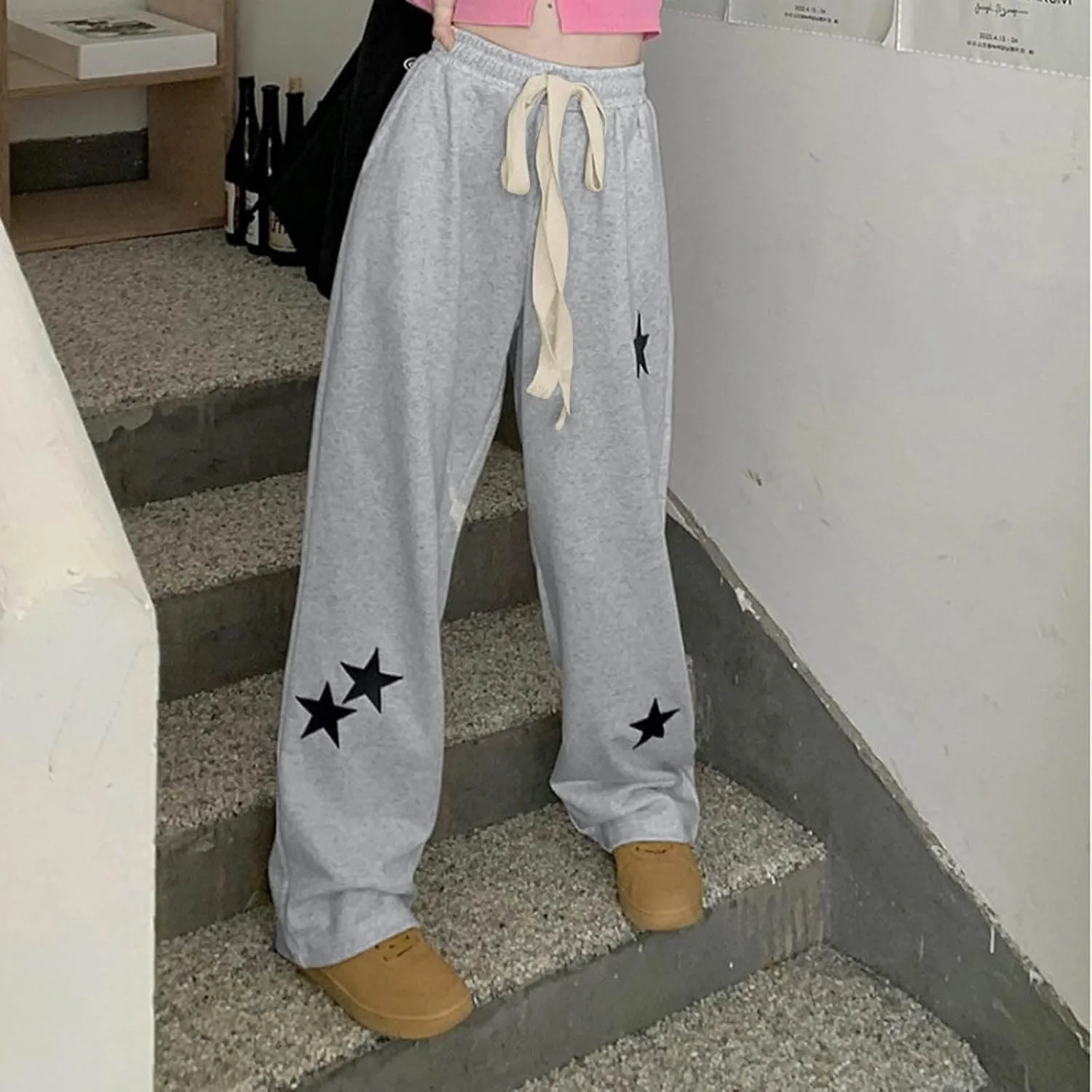 Temperament High Waist Women's Fashion Shows Thin Casual High Waist Loose Wide Leg Movement with Pocket Trousers