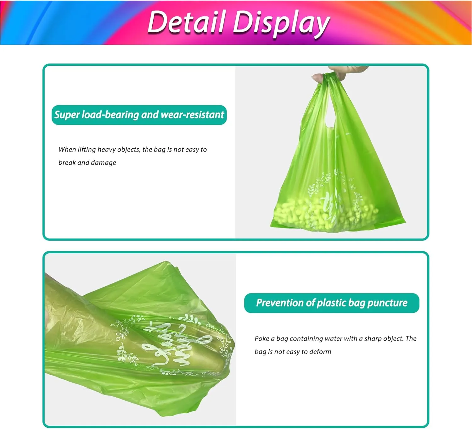 Thank You T-Shirt Plastic Bags Plastic Bulk Shopping Bags Restaurant Bag in Bulk Pink Green Yellow Purple Cyan