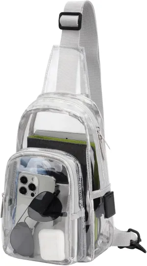 TINYAT Clear Sling Bag Stadium Approved Transparent Bag Crossbody Casual Shoulder Chest Bag for Men Women,T9060