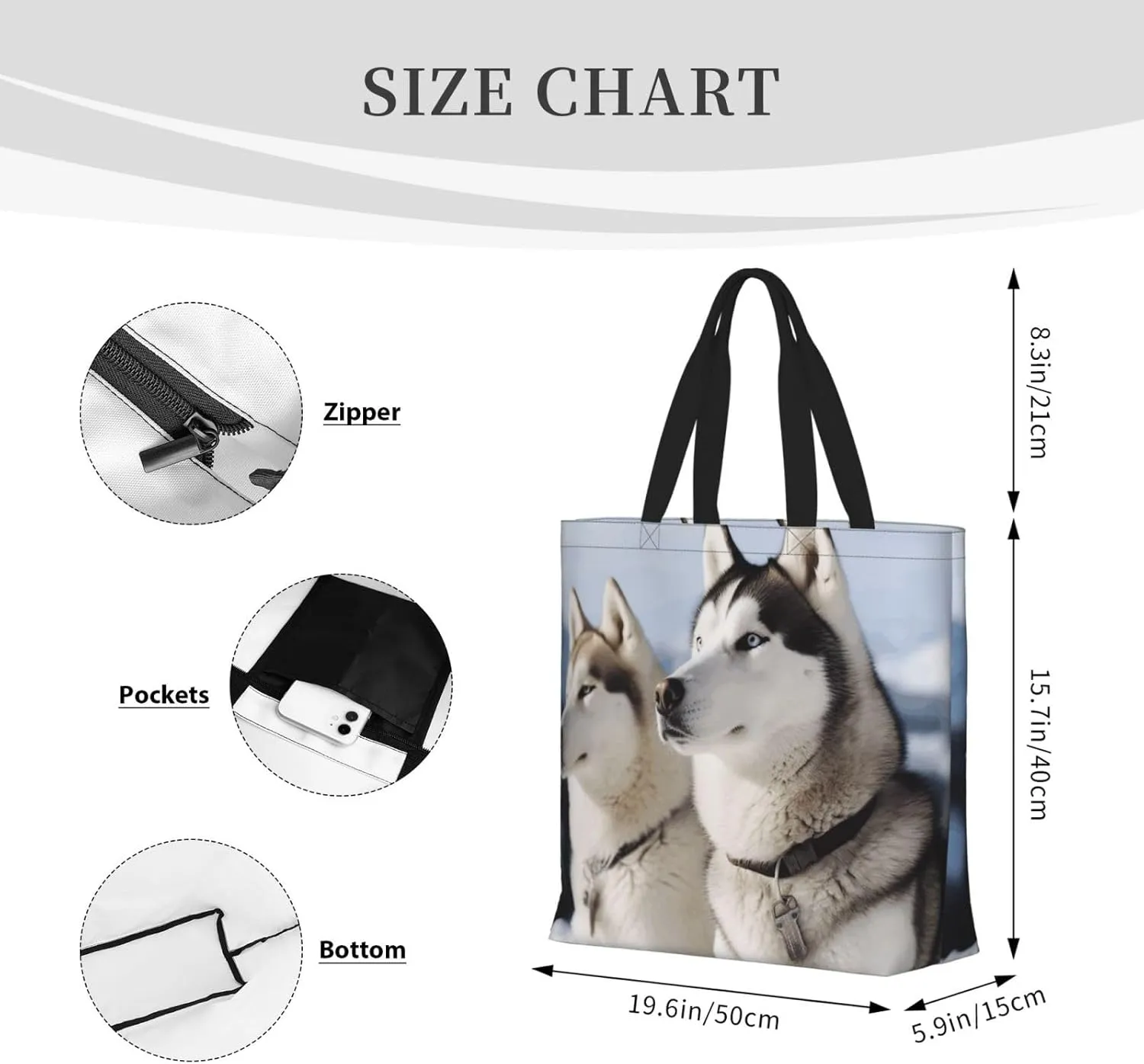 Tote Bag for Women Reusable Grocery Bags Labrador Tote Bag with Inner Pocket Travel Tote for Shopping