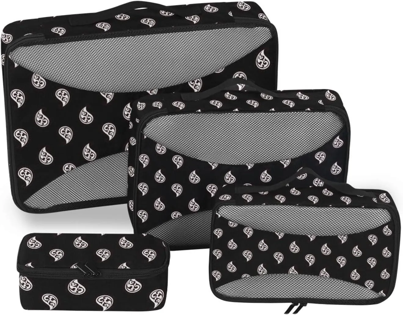 Travel Cubes Set of 4 Luggage Organizers for Suitcase Suitcase Cubes Packing Cube Paisley Seamless