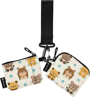 Trendy Blue Polka Dot Cute Animal Cat Dual Wristlet Wallets for Women Small Portable Zipper Purse Wallet with Zipper Coin Pocket for Work Travel 2 Pcs