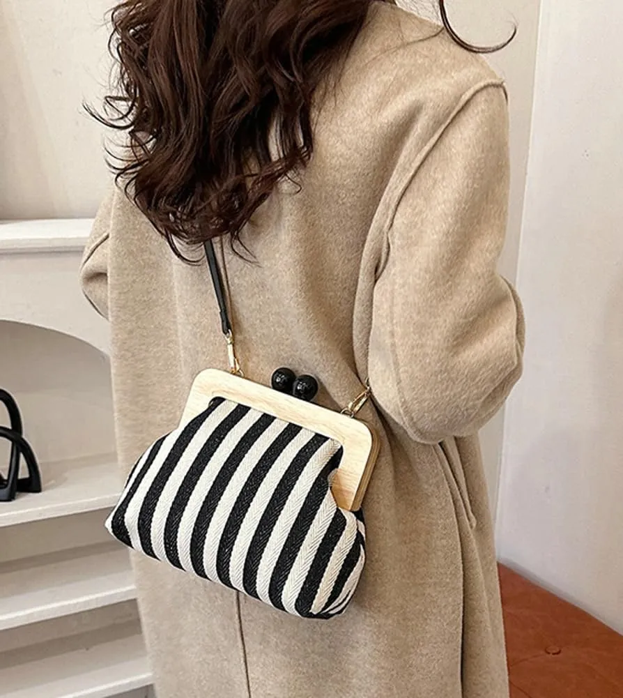 Trendy Clutch Bag Beach Bags For Women Canvas Purses Handbags Evening Bag Summer Crossbody Bag Purse Adjustable Strap 2025