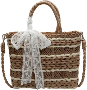 Trendy Womens Straw Bucket Bag Casual Summer Beach Bags For Women Sweet Wicker Tote Handbags Handwoven Travel Purse 2025