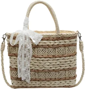 Trendy Womens Straw Bucket Bag Casual Summer Beach Bags For Women Sweet Wicker Tote Handbags Handwoven Travel Purse 2025