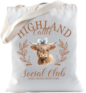 TSOTMO Cow Tote Bag for Farmer Cow Lovers Cattle Gift Scottish Farm Gifts