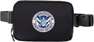 US Homeland Security Mini Belt Bag with Adjustable Strap Small Embroidered Waist Pouch for Workout Running Traveling Hiking (Black)