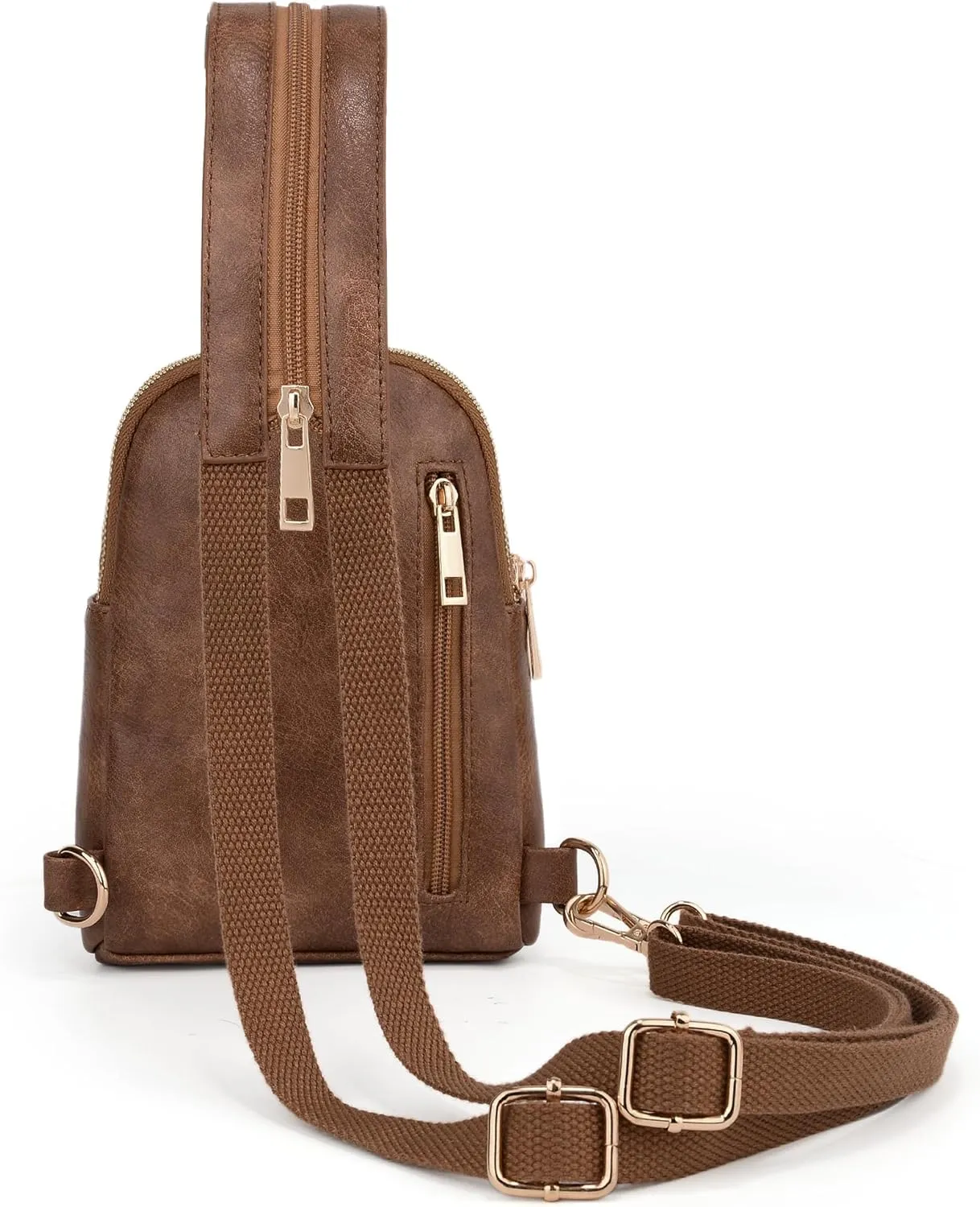 UTO Sling Bag for Women Crossbody Trendy Chest Belt Bag Convertible Backpack Purse with Wide Shoulder Zip Straps