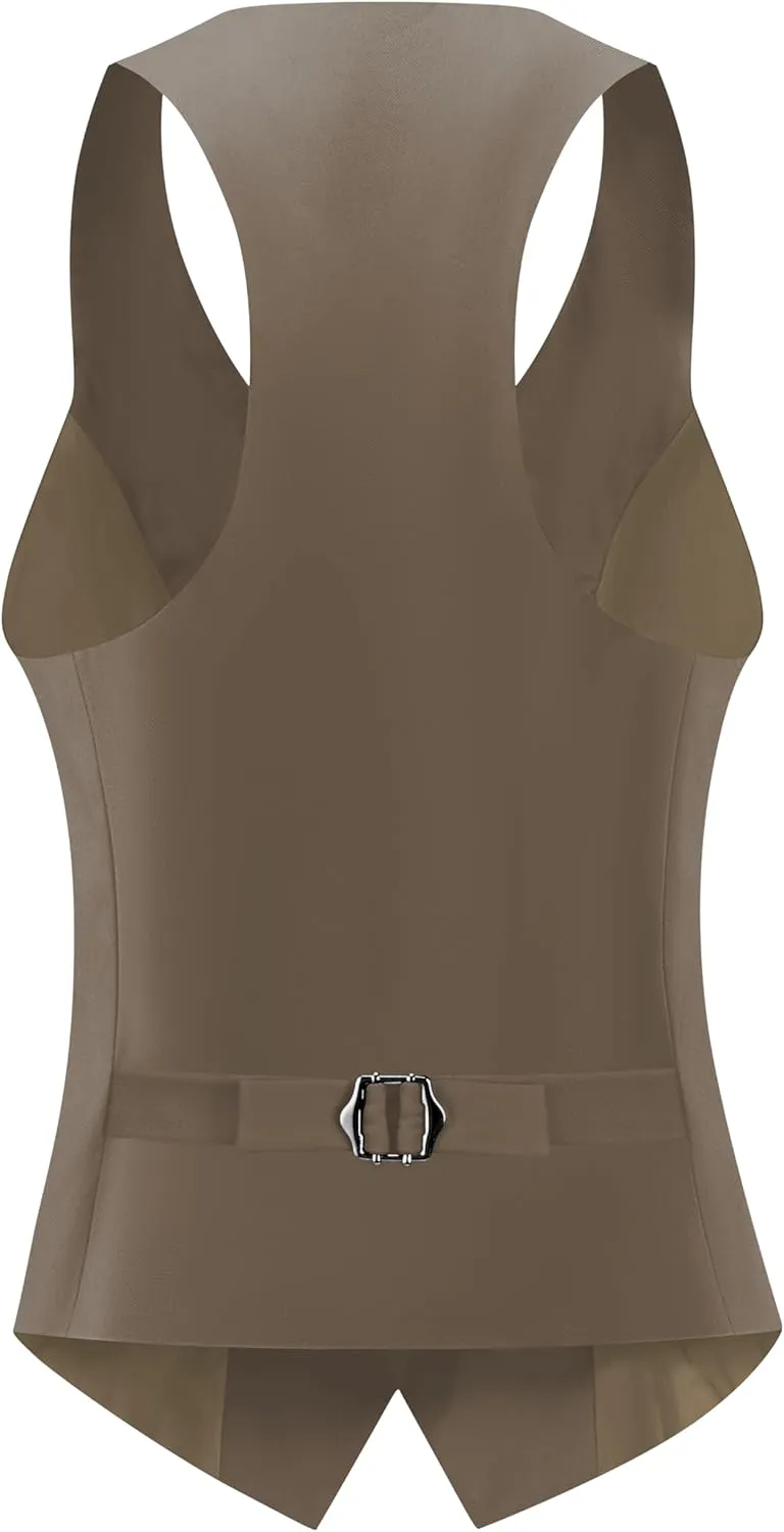 V VOCNI Suit Vest for Women Waistcoat Vintage Steampunk Dressy Casual Racerback Vest Jacket