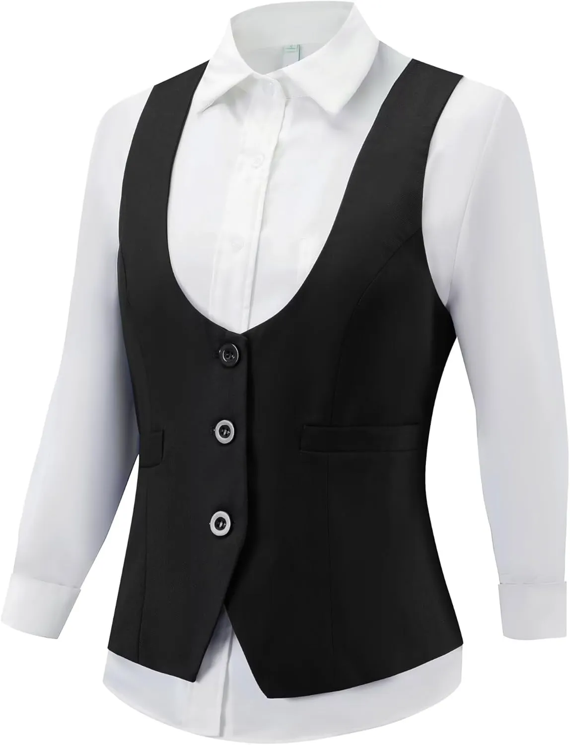 V VOCNI Suit Vest for Women Waistcoat Vintage Steampunk Dressy Casual Racerback Vest Jacket