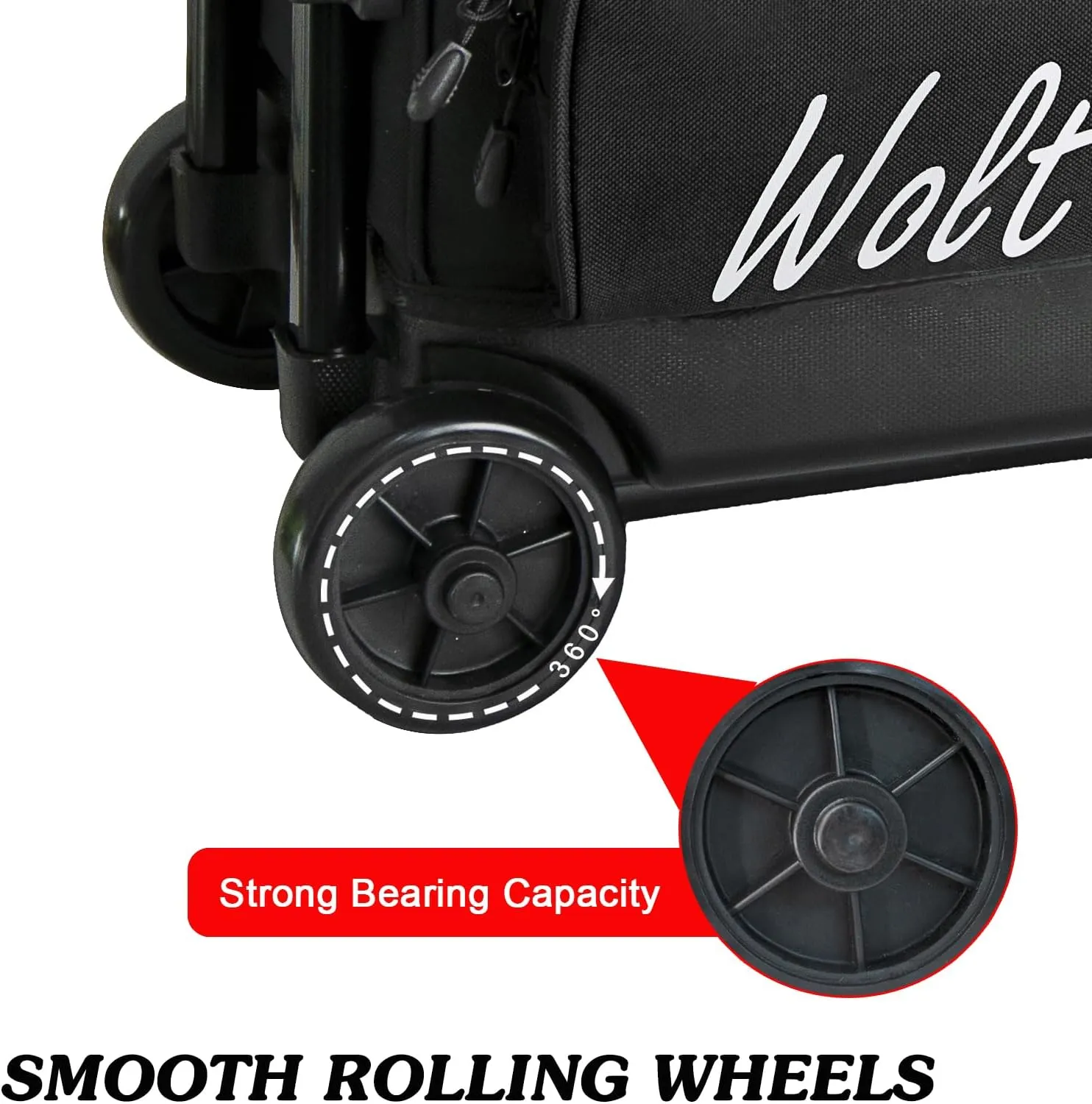 WOLT 3 Ball Bowling Bags with Wheels,Bowling Ball Bag 3 Ball Roller with Separate Shoe Compartment and Accessory Pocket, Retractable Handle Extends to 38