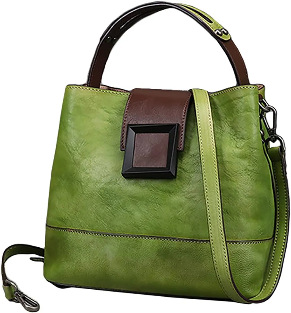 Woman's Genuine Leather Large Capacity Shoulder Bag Handbag Large Tote Bucket Bag Messenger Bag Arm Shoulder Bag
