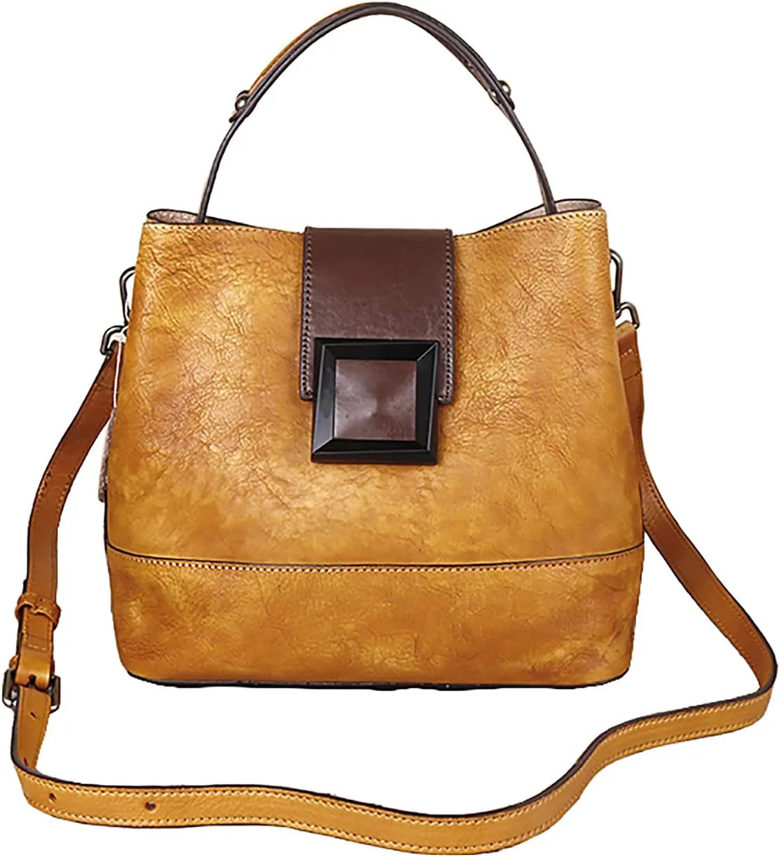Woman's Genuine Leather Large Capacity Shoulder Bag Handbag Large Tote Bucket Bag Messenger Bag Arm Shoulder Bag