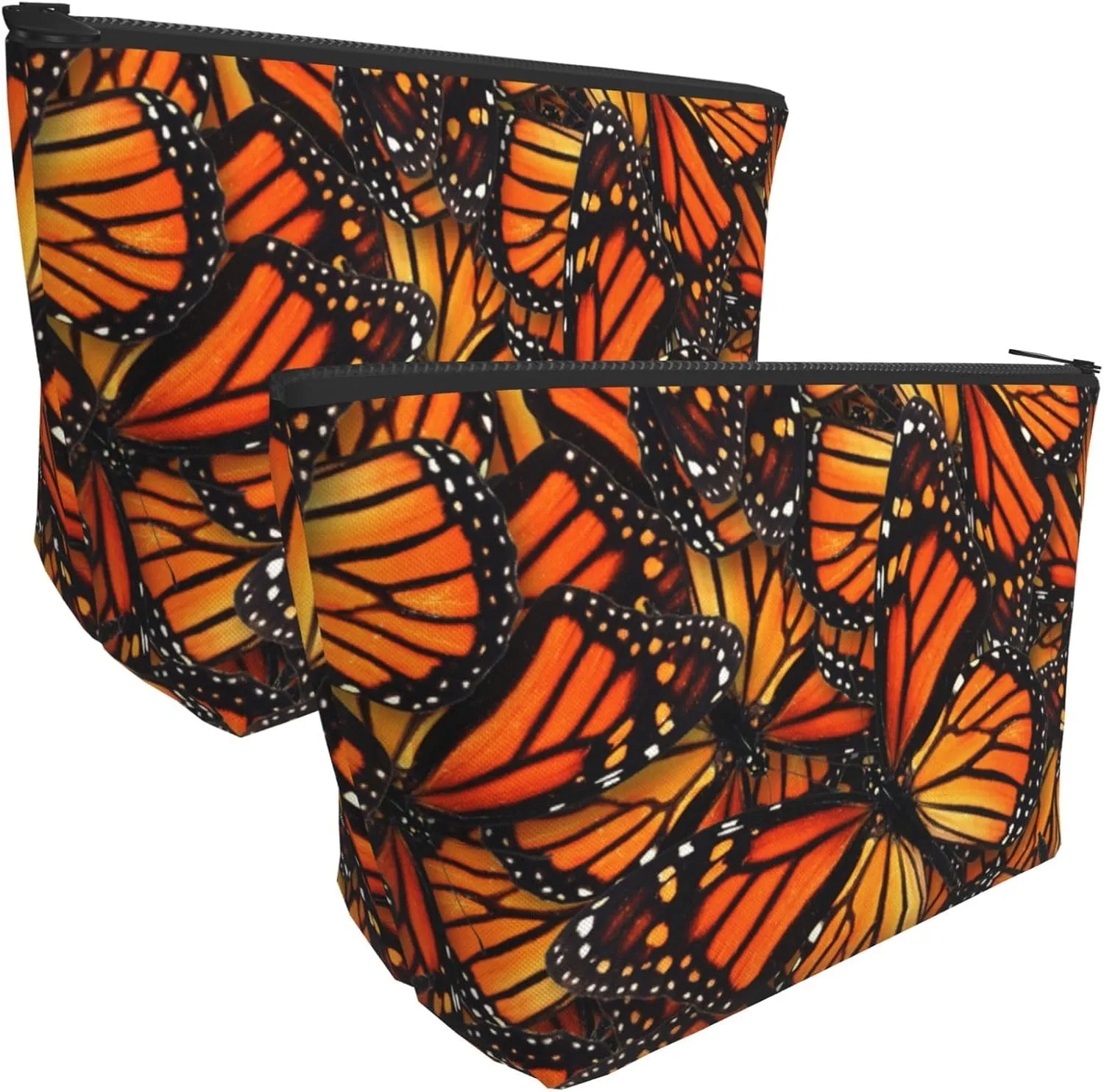 Women beautiful orange monarch butterfly Cosmetic Bag Multifunction Small Makeup Pouch Travel Bags For Birthday Gifts, Makeup Bag Gifts, Retirement Gift