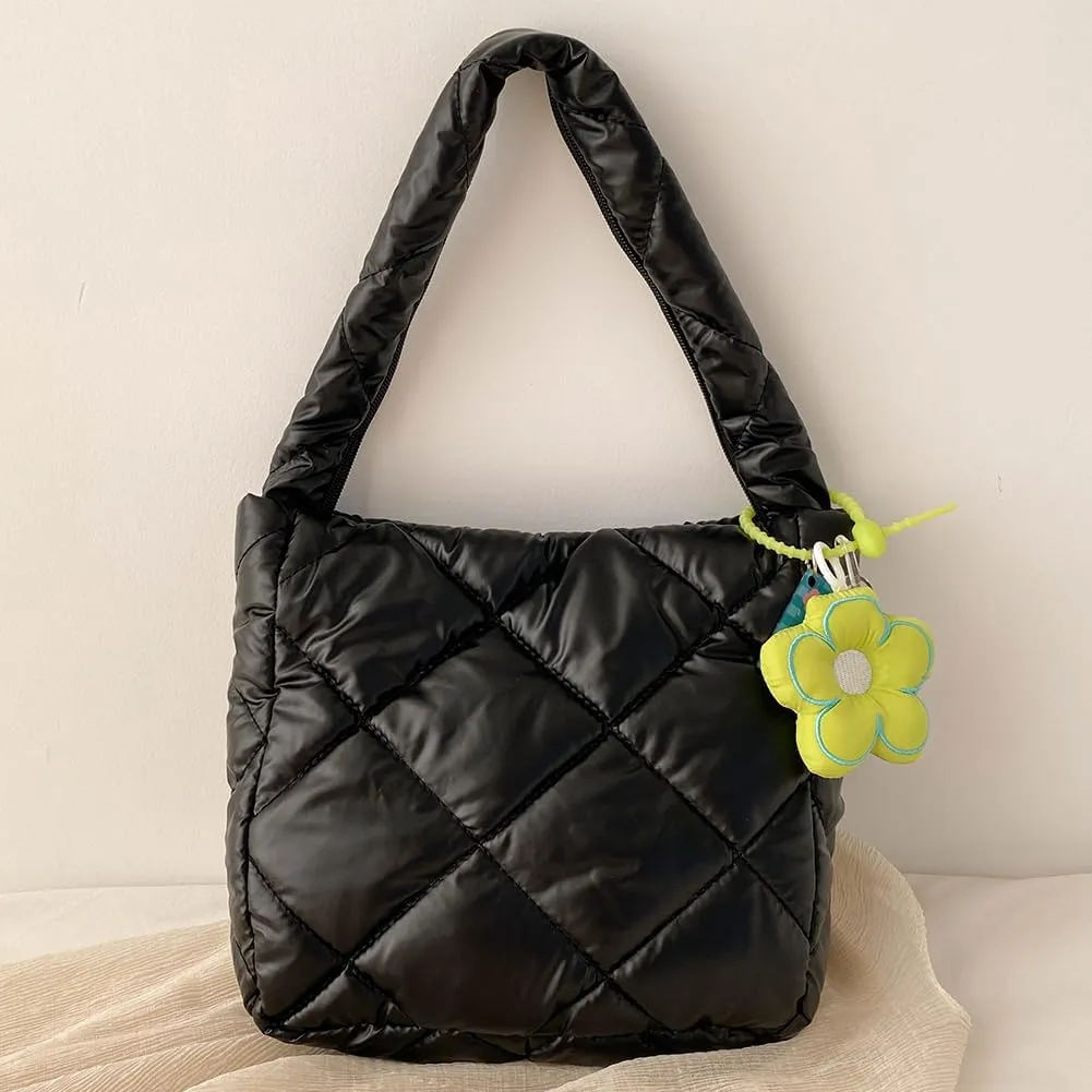 Women Puffy Tote Bag Quilted Puffer Handle Bags Lar ity Litweit Shoulr Bags Hobo Bag