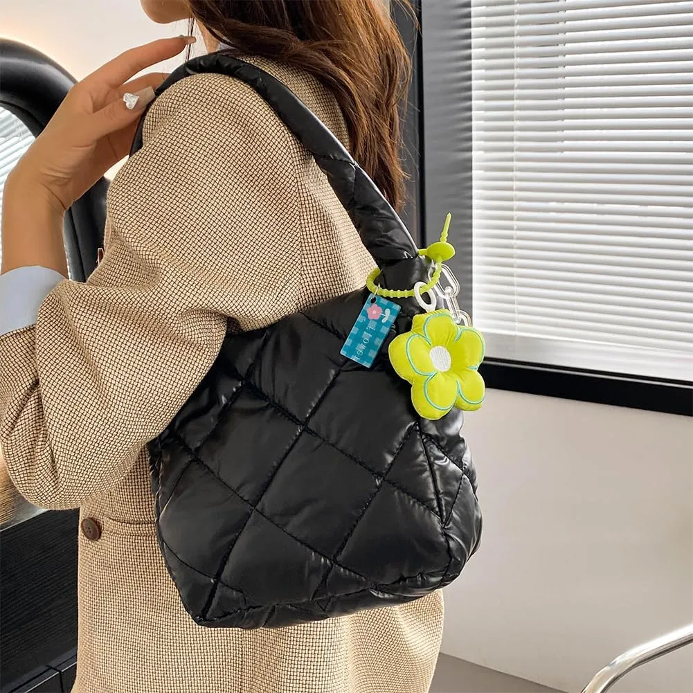 Women Puffy Tote Bag Quilted Puffer Handle Bags Lar ity Litweit Shoulr Bags Hobo Bag