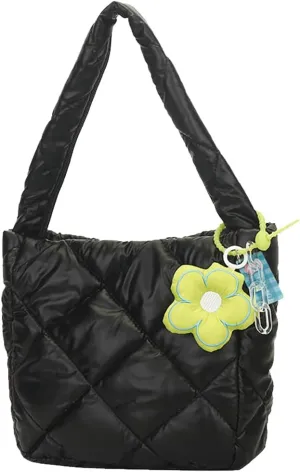 Women Puffy Tote Bag Quilted Puffer Handle Bags Lar ity Litweit Shoulr Bags Hobo Bag