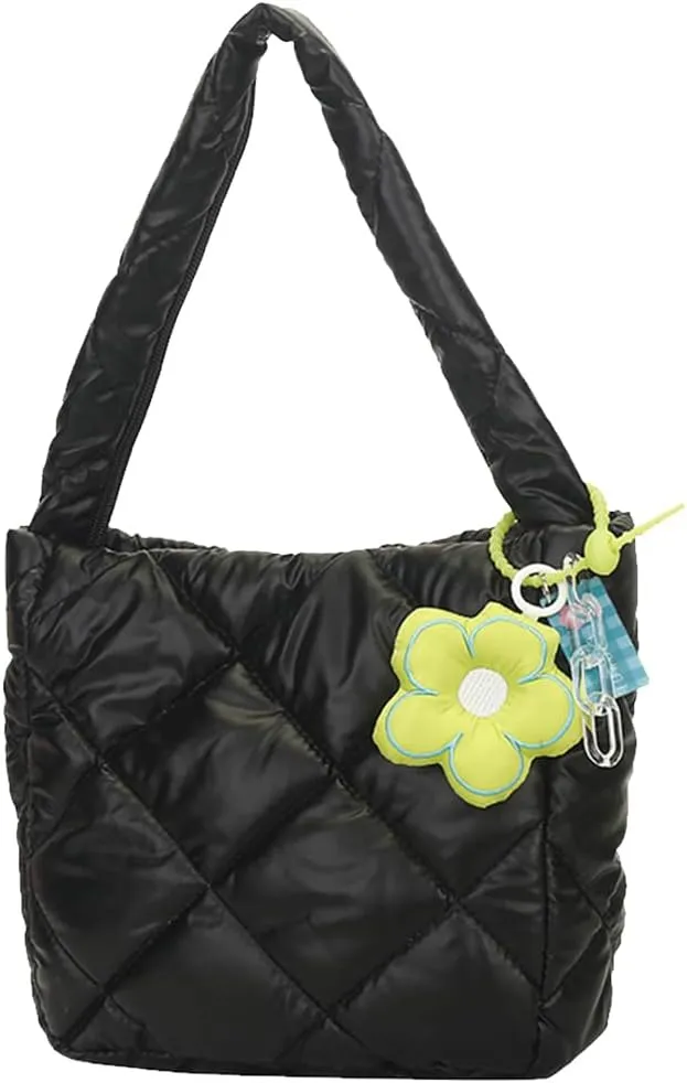 Women Puffy Tote Bag Quilted Puffer Handle Bags Lar ity Litweit Shoulr Bags Hobo Bag