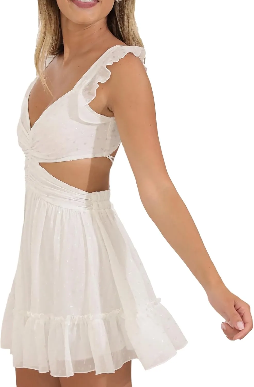 Women Y2K Bodycon Mini Dresses Spaghetti Strap Floral Square Neck A Line Short Dress Ruffle Lace Up Partywear