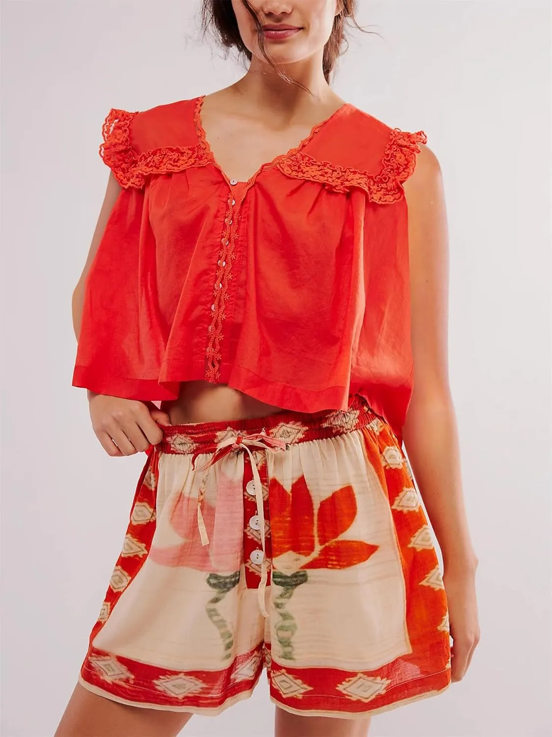 Women Y2K Cute Lace Trim Tank Top Sleeveless Semi Sheer Button Down Crop Shirt Vest Summer Trendy Going Out Tops