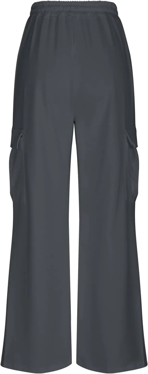 Womens Cargo Sweatpants with Pockets Wide Leg Baggy High Waisted Sweats Pants Drawstring Waist Athletic Trousers