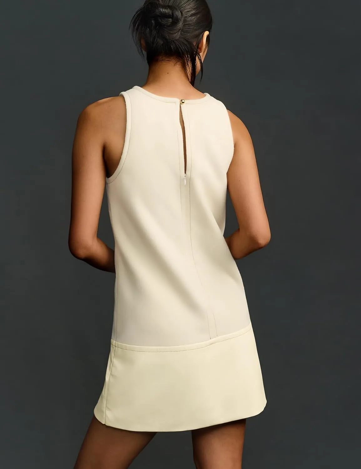 Womens Faux Leather Shift Mini Dress Sleeveless Short Dresses with Back Zipper