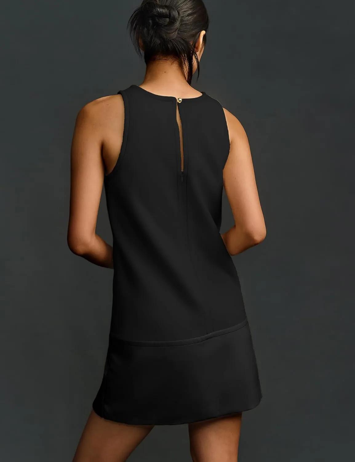 Womens Faux Leather Shift Mini Dress Sleeveless Short Dresses with Back Zipper