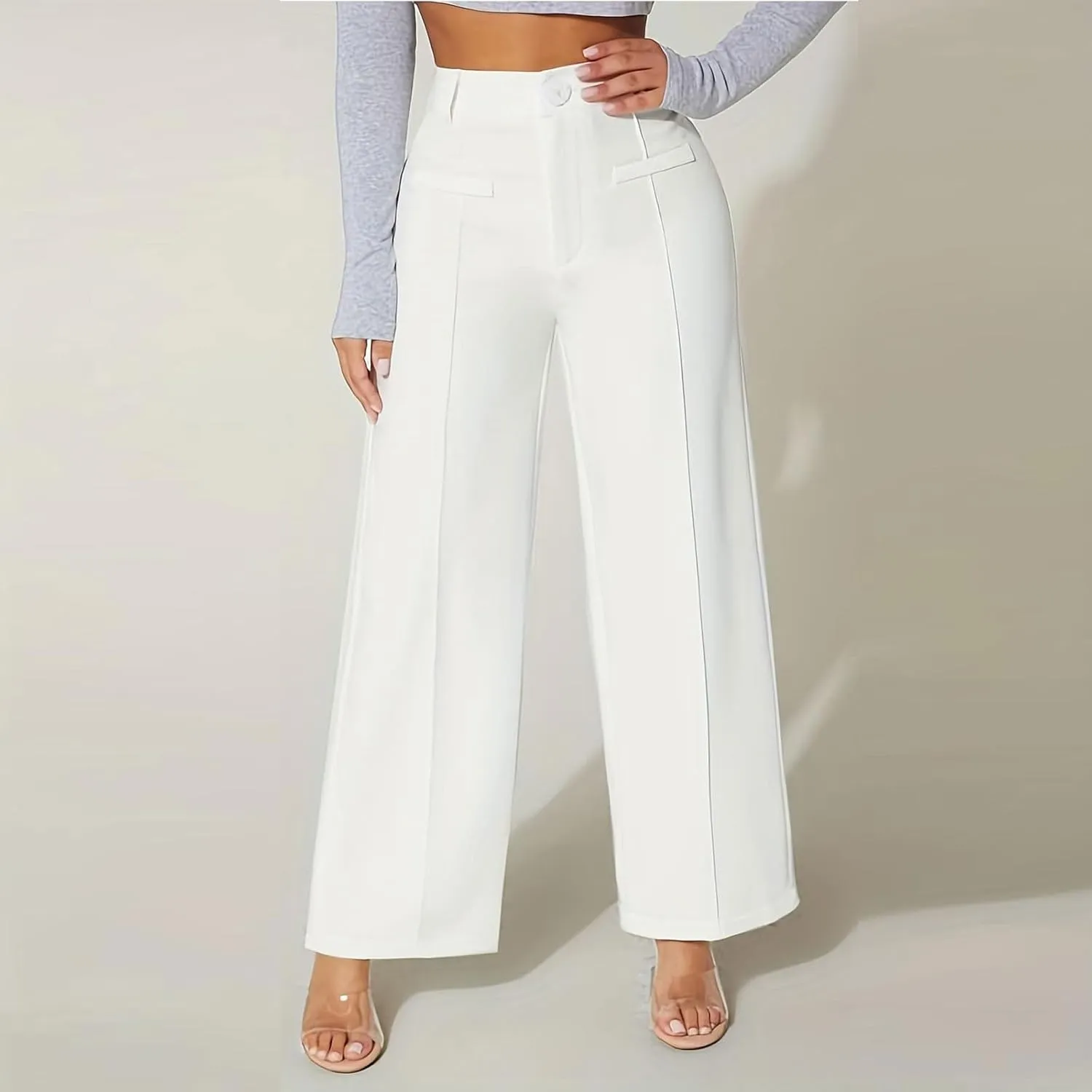 Women's High Waist Pants Trendy Drape Straight Dress Pants Fall Casual Wild Long Trousers Comfy High-end Pants