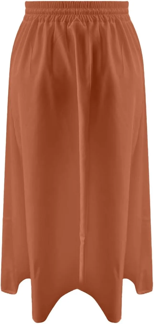 Women's Midi Skirt Summer Pleated Flowy Elastic High Waisted A-Line Skirt with Pockets Bohemia for Women 2025 Trendy