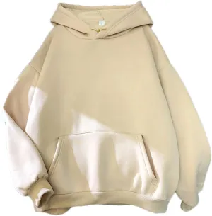 Women's Oversized Hooded Sweatshirt Long Sleeve Casual Solid Color Street Pullover Hoodie