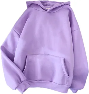 Women's Oversized Hooded Sweatshirt Long Sleeve Casual Solid Color Street Pullover Hoodie
