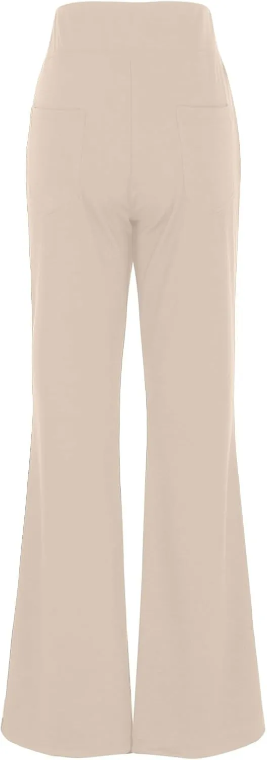 Womens Pants Business Work Dress Pants Casual Slacks High Waist Stretchy Trousers Pull On Office Pants with Pockets