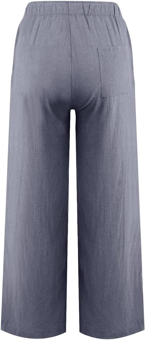 Women's Pants, Linen Pants High Waisted Straight Leg Summer Wide Baggy Sweatpants