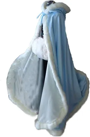 Women's Winter Hooded Cloak for Bride Wedding Party Cape with Fur Trim