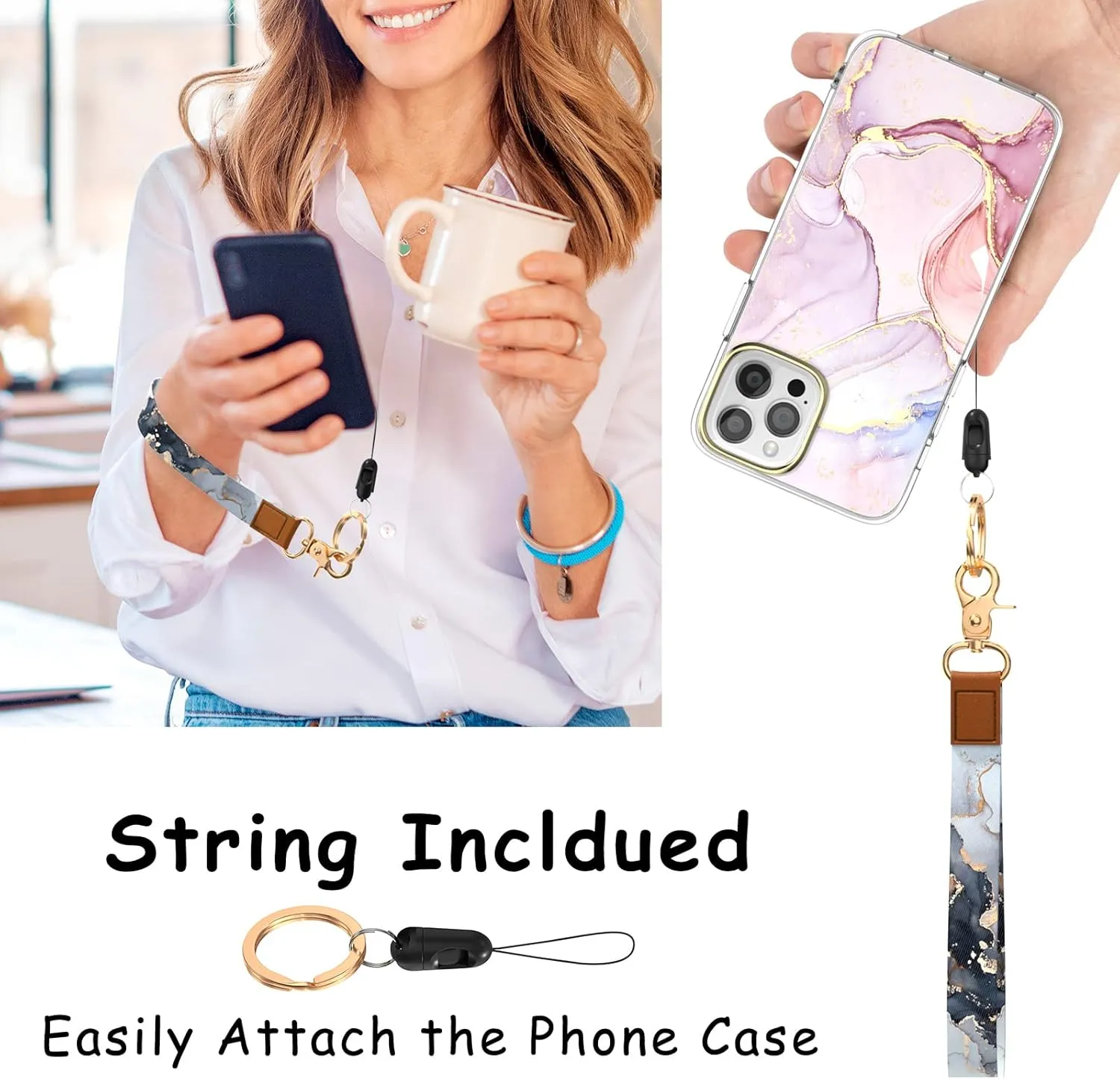 Wrist Lanyard Key Chain, Cute Wristlet Strap Keychain Holder for Women Men Car Keys ID Badges Card Wallet Phone Camera